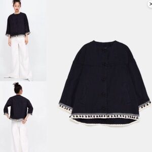 Zara Basics Pom and Tassel‎ Jacket - NWT